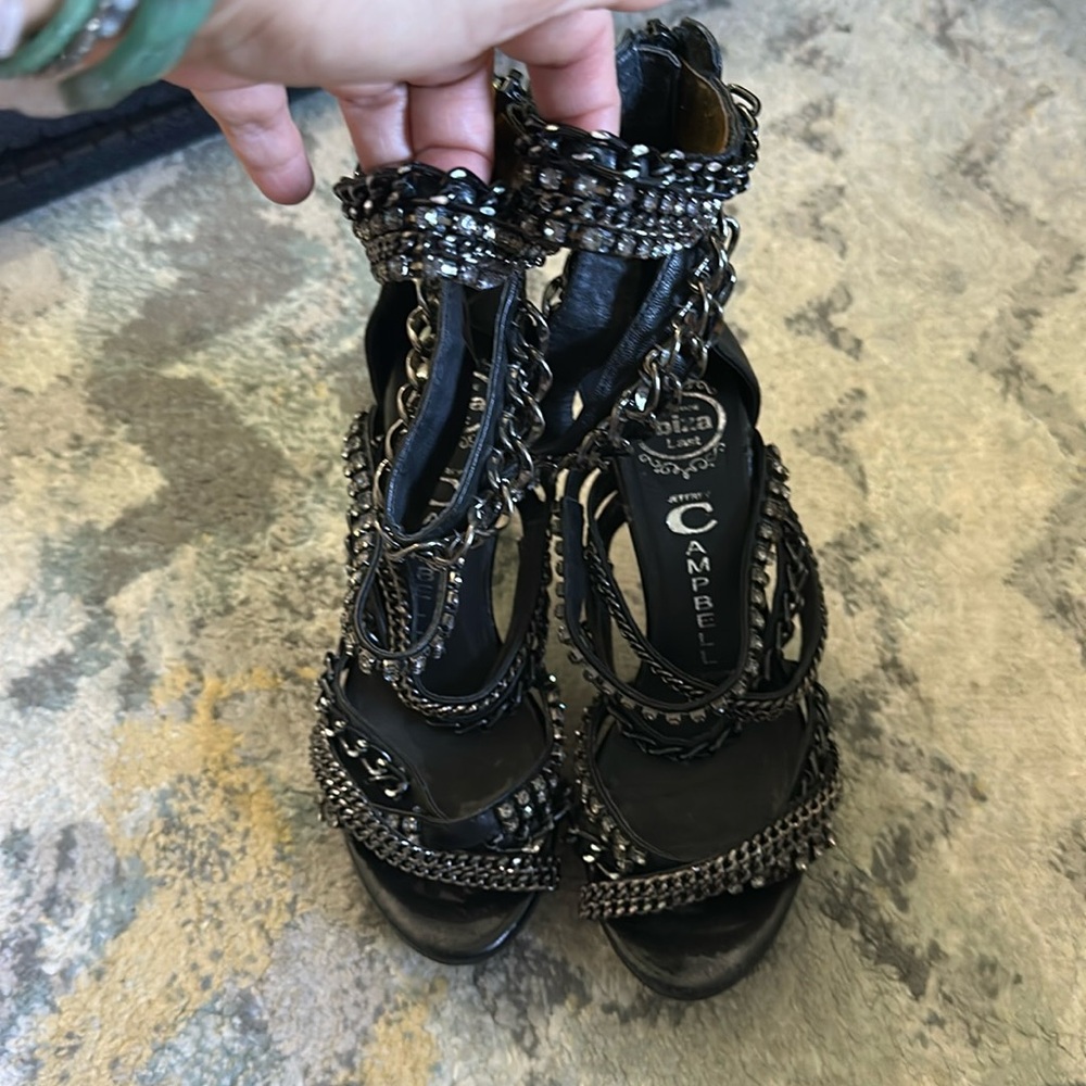 Jeffrey Campbell Posh chains and rhinestone heels